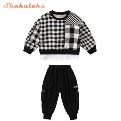 China New design fashion high quality anti-shrink boys sweater kids clothes boys and girls sports sweater+pants 2 piece cotton suit for sale