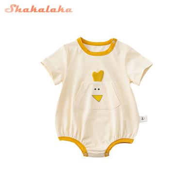 China New Design Wholesale 100% Cotton Sustainable Baby Clothes Summer Newborn Elephant Short Sleeve Baby Rompers for sale