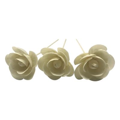 China Eco-friendly natural handmade wood flower color artificial rose flowers sola with cotton yarn wick for sale