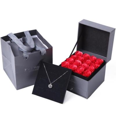 China Custom Luxury Paper Flower Gift Box Bouquet Packaging Gift Flower Box With Drawer for sale