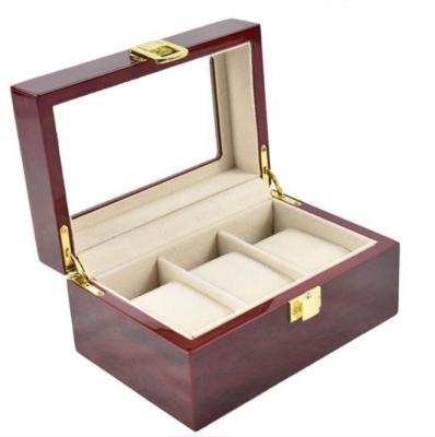 China Classic Design Luxury Black Wooden Watch Box Display 3pcs Watch Box for sale