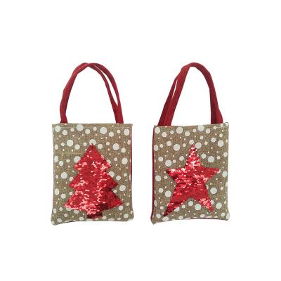 China Felt Sequin Christmas Star And Tree Decorated Bags Christmas Gift Sack for sale