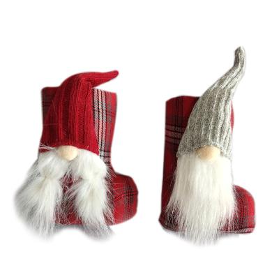 China Factory Felt Gnome For Christmas Decor Santa Shoes Gnome Christmas Decoration Cloth Santa Gnome Candy Red Boot for sale