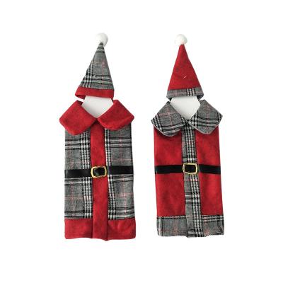 China Festive Felt Christmas Handmade Decoration Holiday Wine Clothes Bottle Cover For Christmas Ornament for sale