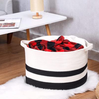 China Large Traditional Nordic Luxury Cotton Baby Laundry Woven Hamper Storage Basket for sale