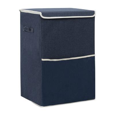 China Traditional Cotton Canvas Laundry Hamper With Cover Waterproof Folding Bathroom Storage Basket Laundry Hamper for sale