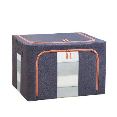 China Home Collapsible Storage Box Folding Sundries Organizer Bag Clothes Blanket Closet Organizer Bag Steel Frame Sundries Storage Box for sale