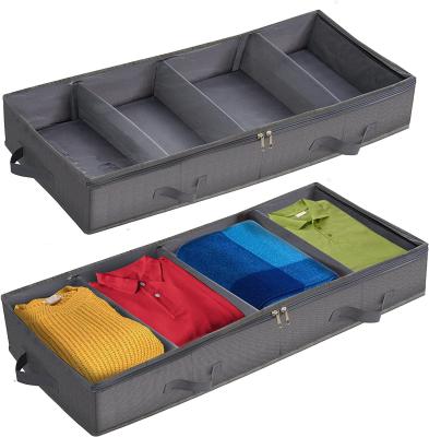 China Large Capacity Contemporary Breathable Nonwovens Under Bed Storage Bins Storage Bag With Reinforced Handles For Covering Comforters Stitch for sale