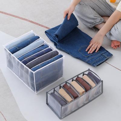 China Modern Washable Nylon Divider Organizers Set Folding Storage Mesh Clothes Storage Bag Organizer Drawer Organizers Jeans Compartment for sale