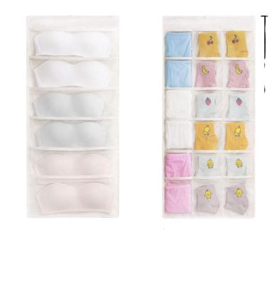 China Smart Bags Closet Folding Storage Closet Hanging Organizer with Mesh Pockets and Metal Hanger Shelves for Bra Underwear for sale