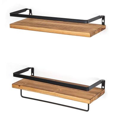 China Retro Japan Style Kitchen Bathroom Wooden Storage Rack Shelving Rack Iron Wall Hanging Amazon Divider/Bathroom Wall for sale