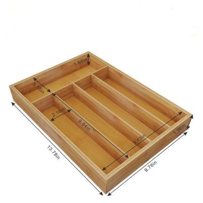 China Bamboo Separate Storage Box Western Kitchen Utensils Food Size Cutlery Tray Drawer Storage Holder Wooden Stocked for sale