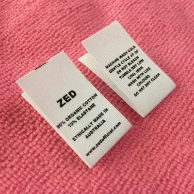 China Sustainable Pure White Bleached Cotton Label , Eco - Friendly Neck Cotton Label for sale