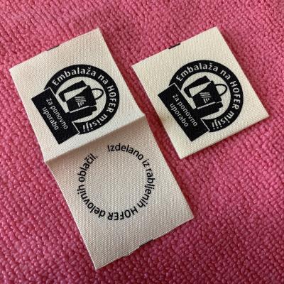 China Viable High Quality Luxury Brand Recycled Cotton Label, Clean Mid Fold Edge Cotton Shirt Labels for sale