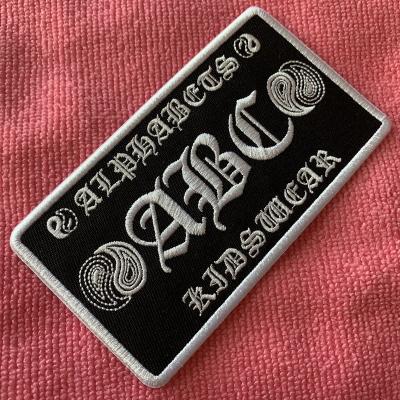 China custom 3D brand embossed logo embroidery badge, new design low price twill embroidery label for jacket for sale