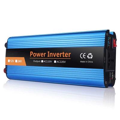 China 12v 24v dc to ac 220v 110v 1000w 500w blue portable solar power inverter with digital display HWDY-309 for sale