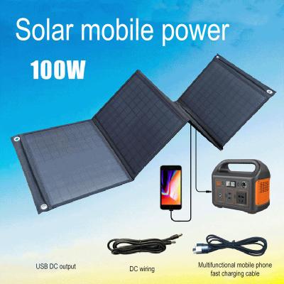 China Fast Charging Support Travel Outdoor Camping Fishing Usb Fan Phone Charging 100w Power Solar Panel Folding Portable Mobile Bag for sale