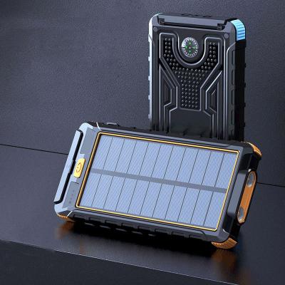 China Fast Charging Support 20000mah Waterproof Shockproof Portable Monocrystalline Solar Power Bank With Led Torch Compass for sale