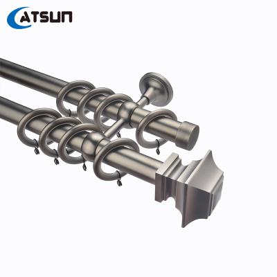 China Durable Premium Aluminum Alloy Promotional Wall Install Tension Shower Curtain Finials Rod Sets à venda