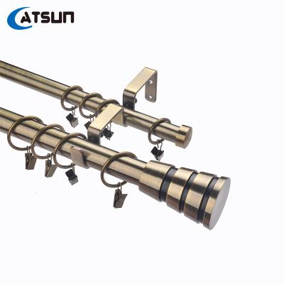 China Wholesale Custom Cheap Window High Quality Durable Telescoping Royal Curtain Rod Sets Finials in Double Gold for sale