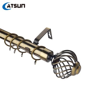 China Durable economical and efficient salon gold iron rings poles frames finials swivel twisted curtain rod sets for sale