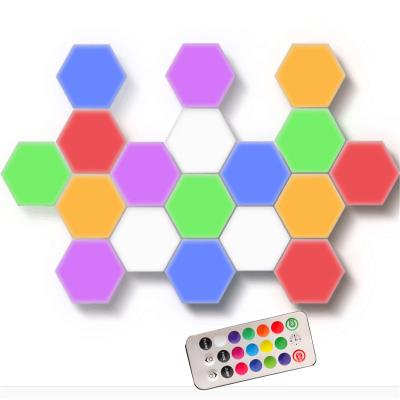 China Modern Colorful Atmosphere Touch Quantum Hexagonal LED Night Light Wall Lamp Smart Honeycomb Light With Remote for sale