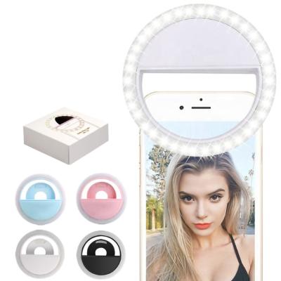 China ABS Mini Rechargeable Mobile Accessories Camera Clip RK12 Clip Smart Beauty Makeup Smart Mobile Phone Sufficiency Flash Selfie Ring Light for sale