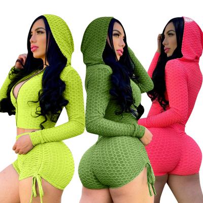 China QUICK DRY 2022 New Arrivals Knitted Long Sleeve Hoodie and Shorts for sale