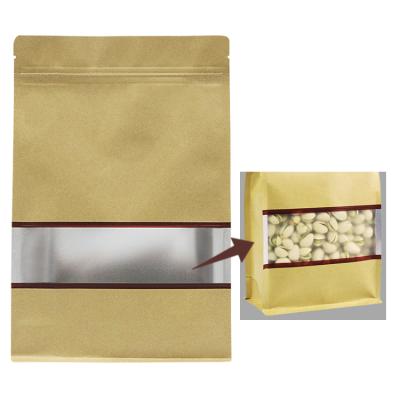 China Recyclable China Factory Custom Flat Bottom Aluminized Seal Kraft Paper Eight Side Ziplock Bag for sale