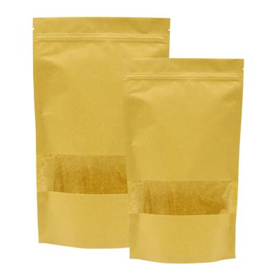 China Wholesale Custom Logo Moisture Proof Kraft Paper Bag With Window High Quality Cheap Food Plastic Bag With Zipper for sale