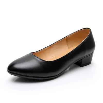 China Waterproof Women's Hotel Black Shoes Leather Trim Comfortable Non-slip High Heel Professional Shoes Manager Shoes Women for sale