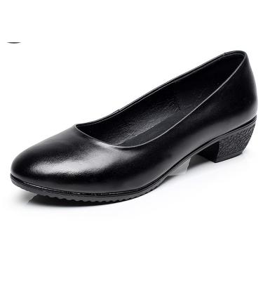 China Low Price Fashion High Heel Waterproof Shoes Dress Round Senior Hostess Guest Interview Hotel Ladies Shoes Black for sale