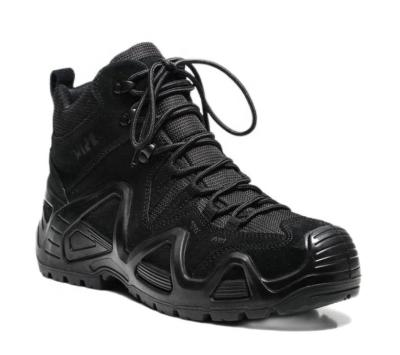 China Hiker Boots Black Waterproof Leather Upper Injection Rubber Sole for sale