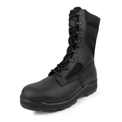 China Black Waterproof High Leg Waterproof Military Boots Combat Shoes Anti-skid Rubber Sole US Army Full Leather Military Boots Sale for sale