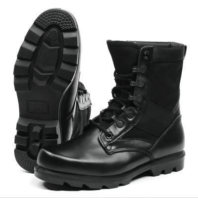 China Waterproof Black Tactical Military Combat Boots Boots Combat Boots Leather Upper Injection Rubber Sole for sale