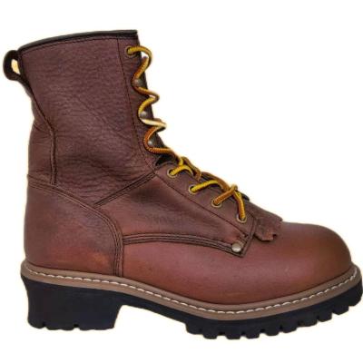 China Steel toe work steel boots 8 inch toe recorder leather upper rubber sole EHR for sale