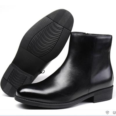 China Waterproof black riding boots with side zipper leather upper rubber sole for sale