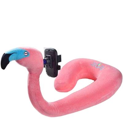 China Flexible Lazy Toy Eco-friendly Flamingo Plush Tablet Pillow Travel Bracket Mobile Phone Stand Holder for sale