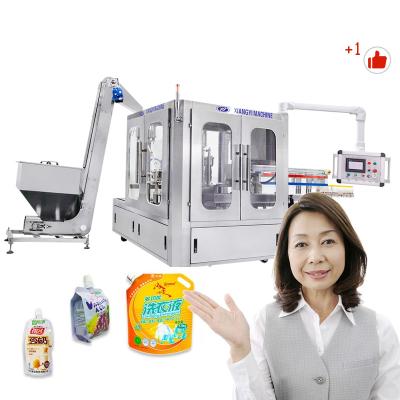 China Beverage stand up spout pouch filling capping machine/food packaging bag pouches with pour spout filling machine for sale