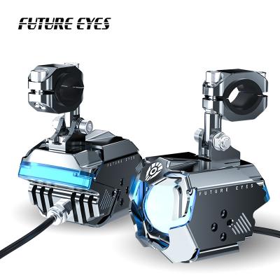 China FUTURE EYES F30-P Aluminum Silver Original 120W Motorbikes Safety Fog Lights Headlight LED Motorcycle Auxiliary Lighting System for sale