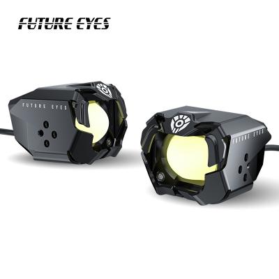 China Aluminum FUTURE EYES Motorcycles F30 Black Warning Fog Lights Low Beam High Beam Front Head LED Spotlight 60W Driving Lighting System for sale