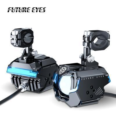 China Aluminum FUTURE EYES Custom Black Motorcycles 120W Scooter DRL LED F30-P Warning Auxiliary Spotlight Set Motorbike Spot Fog Light Lamp for sale