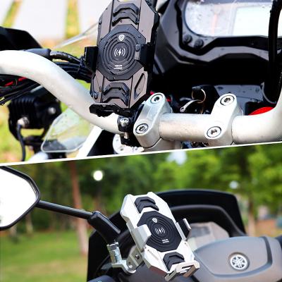 China Adjustable FUTURE WATCHES Custom E10 Motorcycles Bike Waterproof Silver 15W Wireless Charging Black Aluminum CNC Phone Holder For Motorcycle for sale