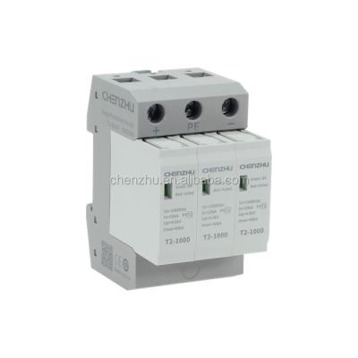 China T2-1000 1000V SPD 40KA DC Power Surge Protection Device Hot-Pluggable Grounded By SHANGHAI CHENZHU T2-1000 DIN Rail for sale