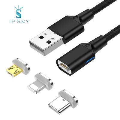 China Fast Charging 3A IPSKY Led Light USB Cable Factory 3A High Speed ​​Charging Magnetic Braided Charging Cable for sale