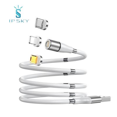 China MP3/MP4 Player Magic Cord Magnetic Data Cables 360 Degree 3 In 1Self Coiling USB Fast Charging Cables 1.8M Fast Charging Cables for sale