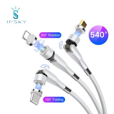 China 540Â ° Easy-Reel Strong Magnet Turn Up Storage Magnetic Cables IPSKY QC 3.0 3A 1m High Speed ​​Charging Magnetic Cable For iPhone Android Series for sale