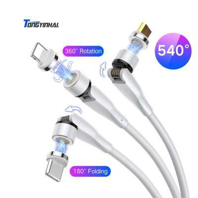 China 540Â ° (180'' Folding+360'' Rotation) All Angle Charging IPSKY Smart Fast Charger All In One USB Data Cable Android 3 In 1 Magnetic Charging Cable For the Iphone for sale