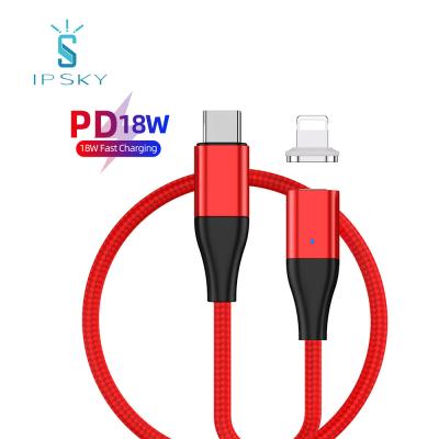 China 18W IPSKY 18W Data Cable Palladium Fast Charging Fast Charger For IPhone USB Cable For Ipad Nylon Braided Type C To Lightning USB Charger Cable for sale