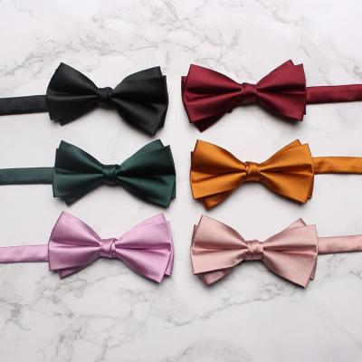 China Wholesale Shirt Tuxedo Suit Show Banquet Double Dobby Solid Color Bow Tie for Men and Women for sale